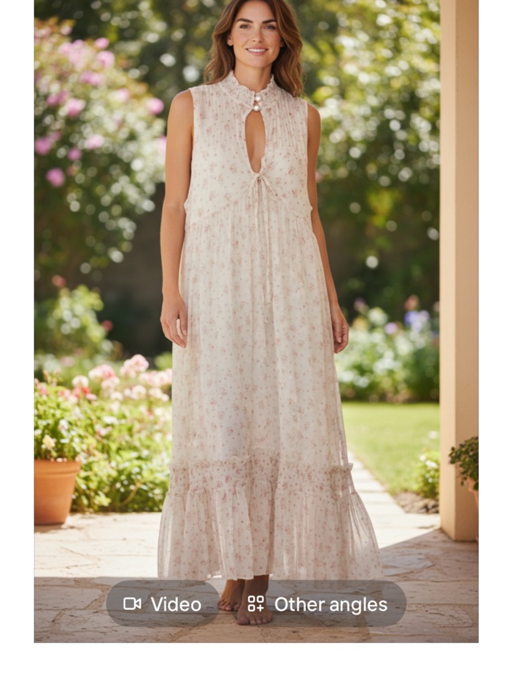Urban Outfitters Cream Floral Tiered Maxi dress